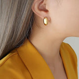 Geometric Stud Earrings 18K Plated Stainless Steel Jewelry