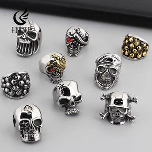 Fongten Gothic Skeleton Rings For Men Stainless Steel Cocktail Ring