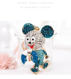 Blue Crystal Mouse Animal Keychain Rhinestone Pendant Bag Charms Keyholder