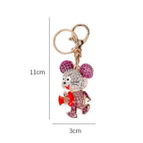 Blue Crystal Mouse Animal Keychain Rhinestone Pendant Bag Charms Keyholder