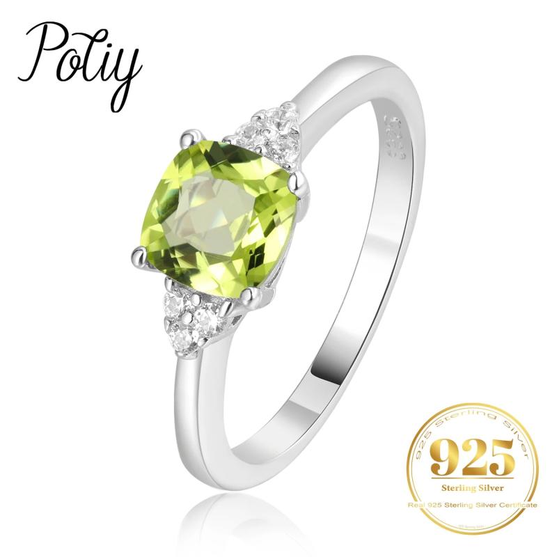 1.1ct Peridot 925 Silver Ring for Women Wedding