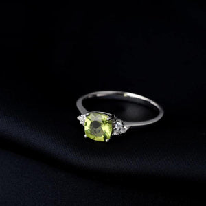 1.1ct Peridot 925 Silver Ring for Women Wedding