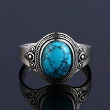 Turquoise Silver Gemstone Women's Ring 8x10MM