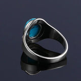Turquoise Silver Gemstone Women's Ring 8x10MM