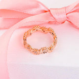 925 Silver Bow-Knot Ring for Women Sparkling Daisy Flower Zircon Wedding Jewelry