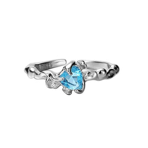 S925 Sterling Silver Love Ring Women's Open Gem Thin Tail Crystal Ring