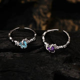 S925 Sterling Silver Love Ring Women's Open Gem Thin Tail Crystal Ring