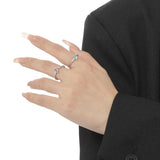 S925 Sterling Silver Love Ring Women's Open Gem Thin Tail Crystal Ring