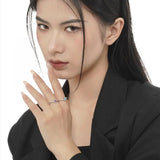 S925 Sterling Silver Love Ring Women's Open Gem Thin Tail Crystal Ring