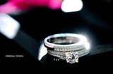 Crystal Zircon Wedding Rings Set Tibetan Silver Engagement Band Gift