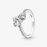 Double Heart Sparkling Ring 925 Sterling Silver Jewelry For Woman