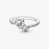 Double Heart Sparkling Ring 925 Sterling Silver Jewelry For Woman