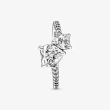 Double Heart Sparkling Ring 925 Sterling Silver Jewelry For Woman