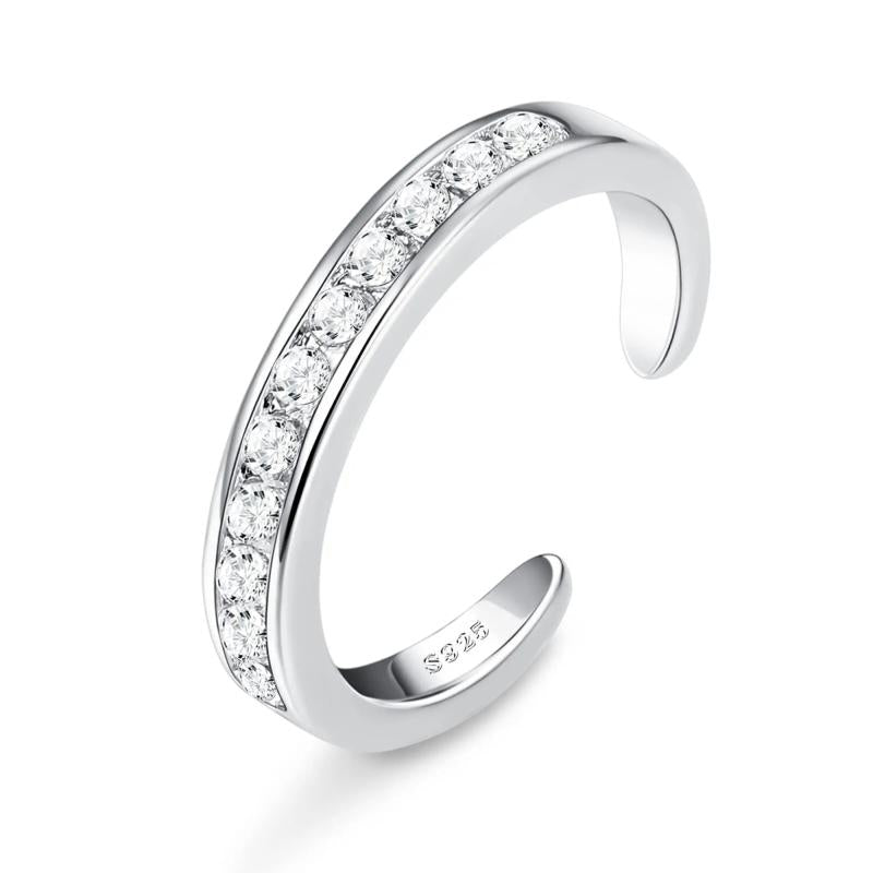 925 Silver Toe Rings for Women Adjustable CZ Beach Foot Jewelry