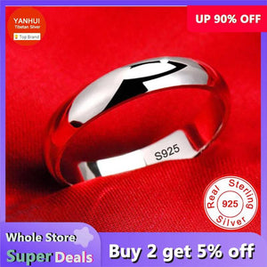 925 Silver Ring 4mm Smooth Wedding Band Rings for Women Men Jewelry