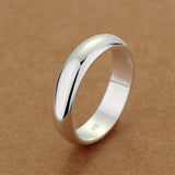 925 Silver Ring 4mm Smooth Wedding Band Rings for Women Men Jewelry