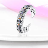 925 Silver Butterfly Open Ring Colorful CZ Wedding Engagement Jewelry