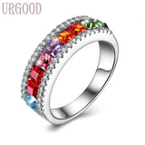 925 Silver Zircon Ring Women Party Engagement Wedding Jewelry Gift