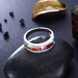 925 Silver Zircon Ring Women Party Engagement Wedding Jewelry Gift