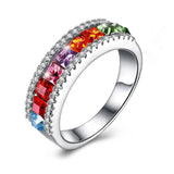 925 Silver Zircon Ring Women Party Engagement Wedding Jewelry Gift