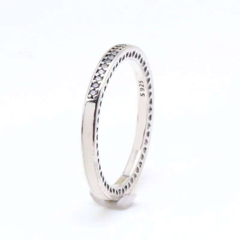 Enamel Heart Shine crystal Pan Ring Love Finger Women