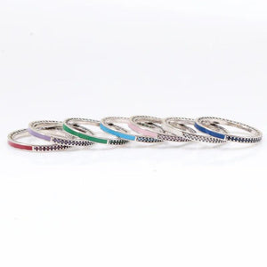 Enamel Heart Shine crystal Pan Ring Love Finger Women