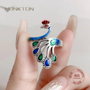 925 Sterling Silver Peacock Phoenix Ring for Women