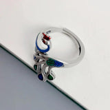 925 Sterling Silver Peacock Phoenix Ring for Women