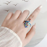 925 Sterling Silver Peacock Phoenix Ring for Women