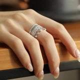 925 Sterling Hollowing Out Ring for Women Girl Retro Jewelry