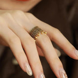 925 Sterling Hollowing Out Ring for Women Girl Retro Jewelry