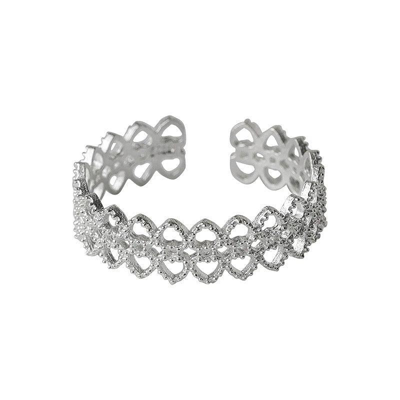 Hollow Heart Shaped Lace Ring Opening Jewelry