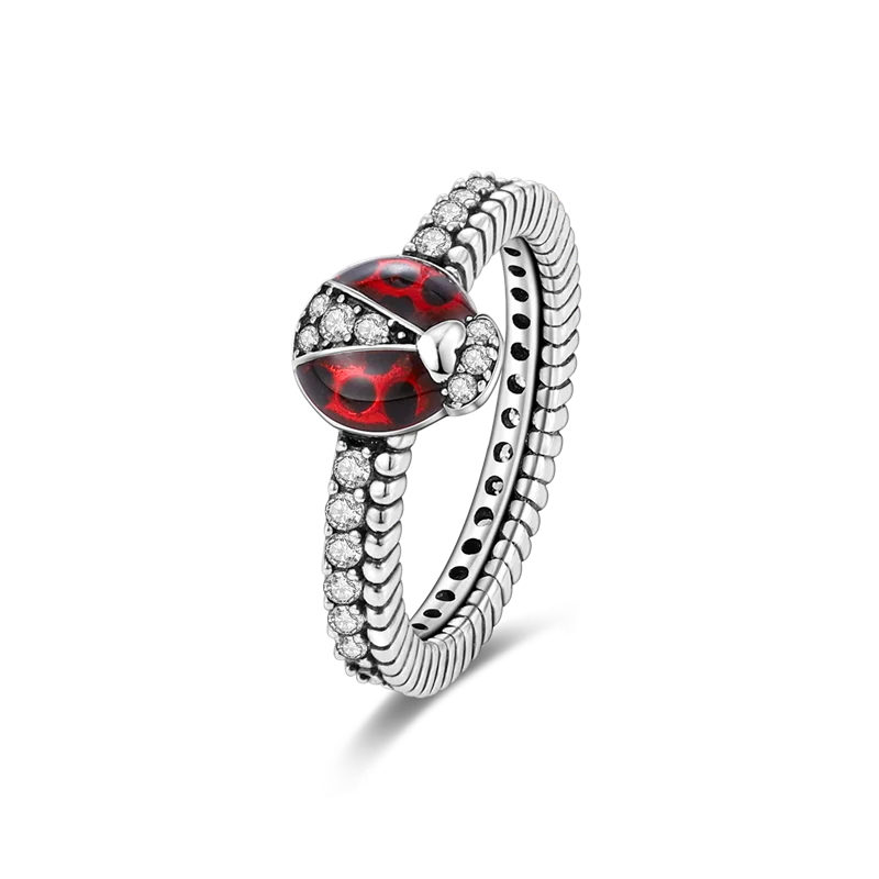 925 Silver Ring Zircon Butterfly Ladybug Angel Wings
