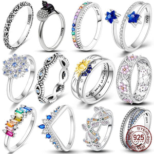 925 Silver Ring Zircon Butterfly Ladybug Angel Wings
