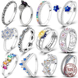 925 Silver Ring Zircon Butterfly Ladybug Angel Wings