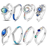 925 Silver Ring Zircon Butterfly Ladybug Angel Wings