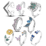 925 Silver Opening Fingers Ring Women CZ Zircon Jewelry Gift