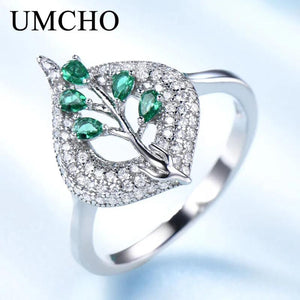 S925 Sterling Silver Emerald Gemstone Ring for Women