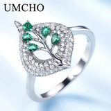 S925 Sterling Silver Emerald Gemstone Ring for Women