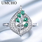 S925 Sterling Silver Emerald Gemstone Ring for Women