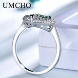 S925 Sterling Silver Emerald Gemstone Ring for Women