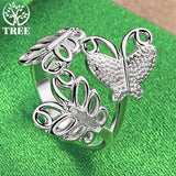 925 Silver 3 Butterflies Adjustable Open Ring for Women