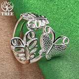 925 Silver 3 Butterflies Adjustable Open Ring for Women