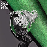 925 Silver 3 Butterflies Adjustable Open Ring for Women