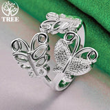 925 Silver 3 Butterflies Adjustable Open Ring for Women