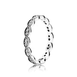 925 Silver Pan Ring Rose Fairytale Crystal Women Wedding Jewelry
