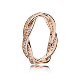 925 Silver Pan Ring Rose Fairytale Crystal Women Wedding Jewelry