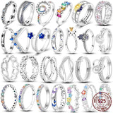 925 Silver Colorful Zirconium Ring LOVE Wedding Engagement Jewelry