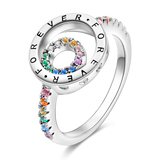 925 Silver Colorful Zirconium Ring LOVE Wedding Engagement Jewelry