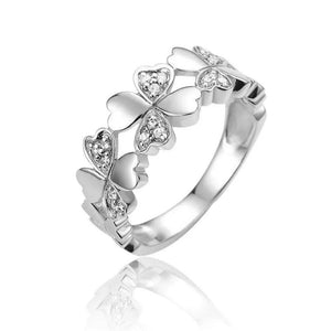 925 Sterling Zircon Clover Ring Female Wedding Jewelry